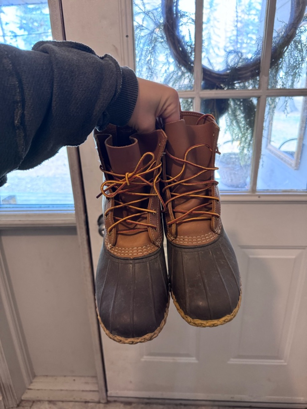Brown Bean Boots with Lace-Up Front